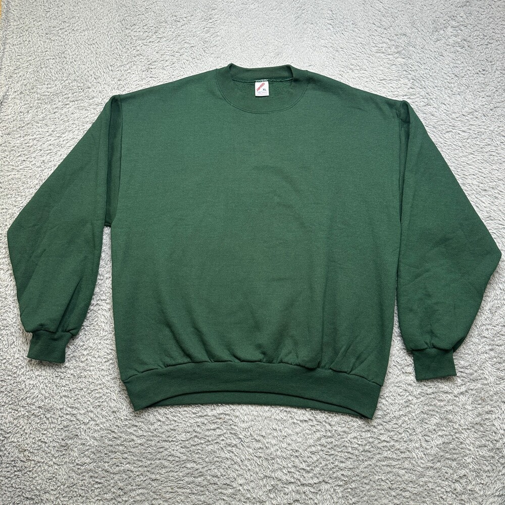 Vintage Jerzees Crewneck Sweatshirt Mens XL Green Blank USA Made